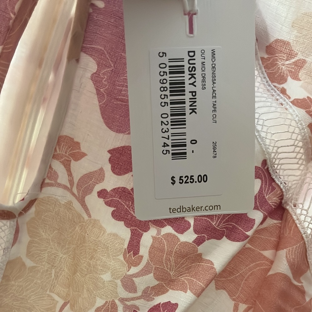 Ted Baker Denissa Floral Ladder Trim Midi Dress
Color: DUSKY PINK 
Size: 0 (2) - Picture 4 of 5